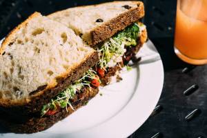 shows use of sprouts in sandwich 